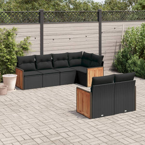 Set Divani da Giardino con Cuscini 7pz Nero Polyrattan 3260221