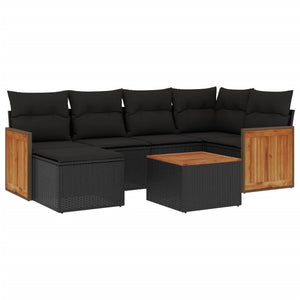 Set Divani da Giardino con Cuscini 7pz Nero Polyrattan 3260263