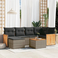 Set Divani da Giardino 7 pz con Cuscini Grigio in Polyrattan 3260268