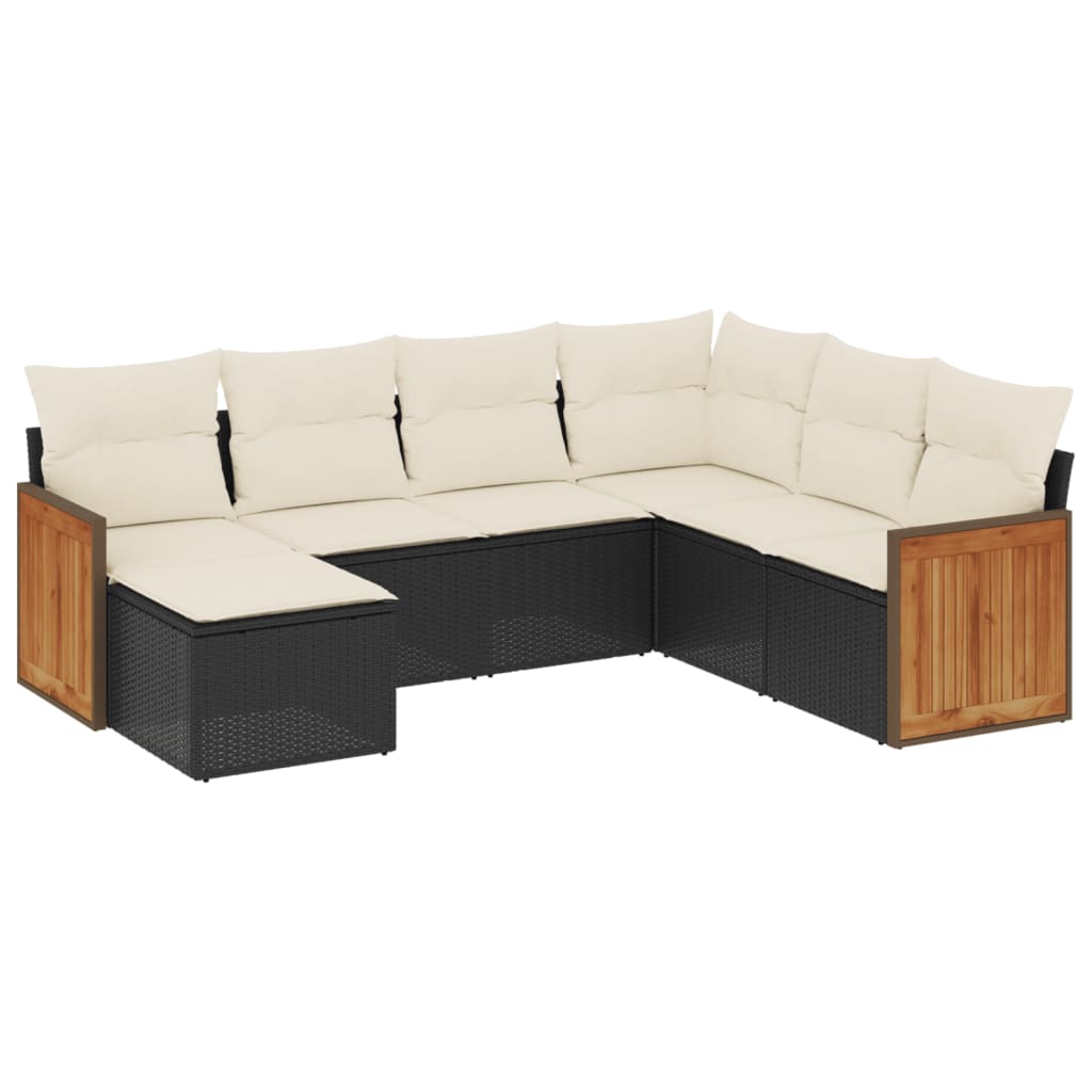 Set Divani da Giardino con Cuscini 7pz Nero Polyrattan 3260285
