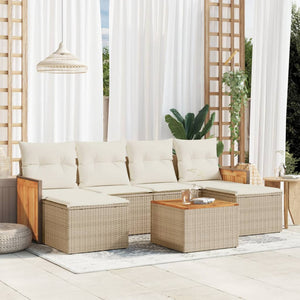 Set Divani da Giardino 7 pz con Cuscini Beige in Polyrattan 3260308