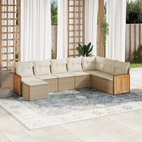 Set Divano da Giardino 8 pz con Cuscini Beige in Polyrattan 3260329