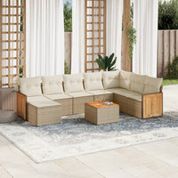 Set Divano da Giardino 9 pz con Cuscini Beige in Polyrattan 3260336