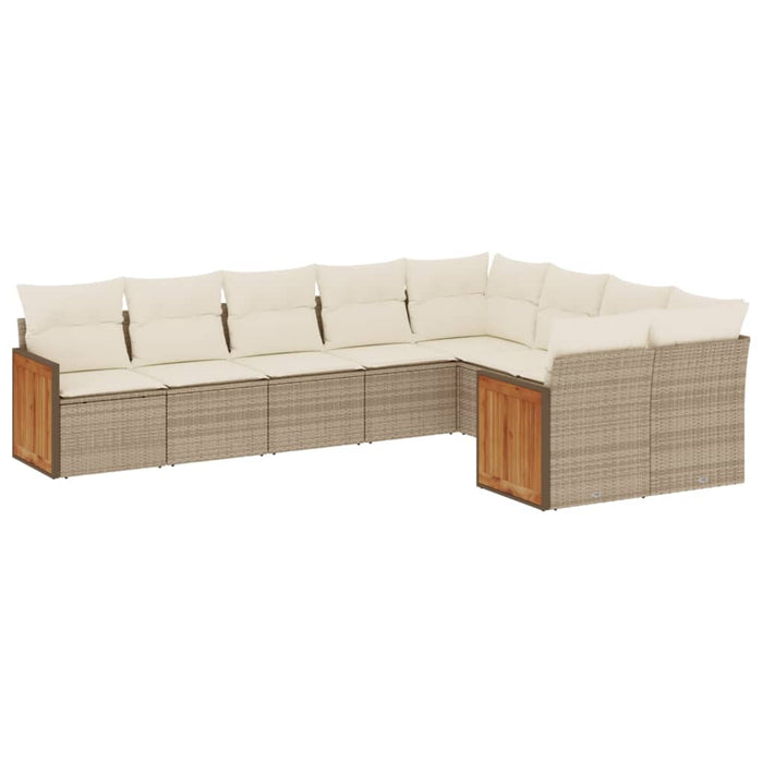 Set Divano da Giardino 9 pz con Cuscini Beige in Polyrattan 3260385