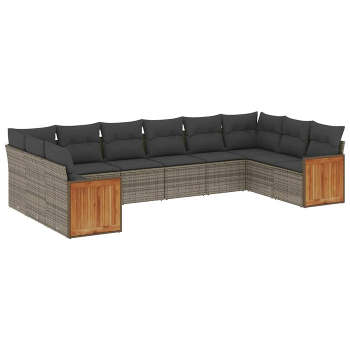 Set Divano da Giardino 10 pz con Cuscini Grigio in Polyrattan 3260408