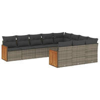 Set Divano da Giardino 10 pz con Cuscini Grigio in Polyrattan 3260422