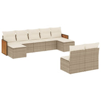 Set Divano da Giardino 9 pz con Cuscini Beige in Polyrattan 3260455