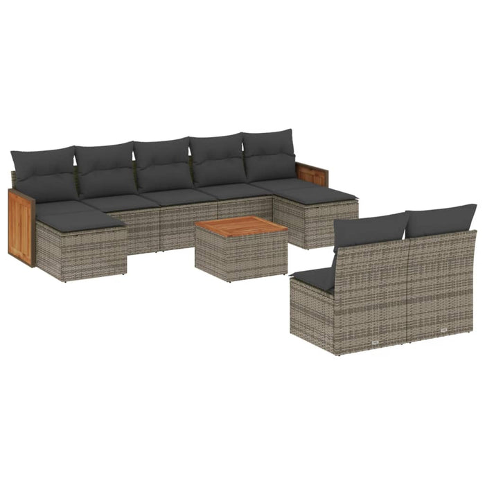 Set Divano da Giardino 10 pz con Cuscini Grigio in Polyrattancod mxl 88122