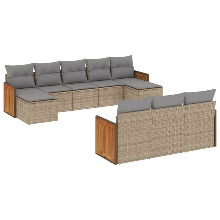 Set Divano da Giardino 10 pz con Cuscini Beige in Polyrattancod mxl 88118