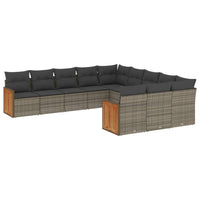 Set Divani da Giardino 11 pz con Cuscini in Polyrattan Grigio 3260513