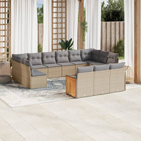 Set Divano da Giardino 13 pz con Cuscini Beige in Polyrattan 3260540