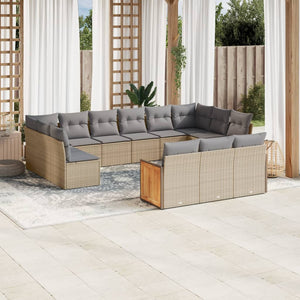 Set Divano da Giardino 13 pz con Cuscini Beige in Polyrattan 3260540