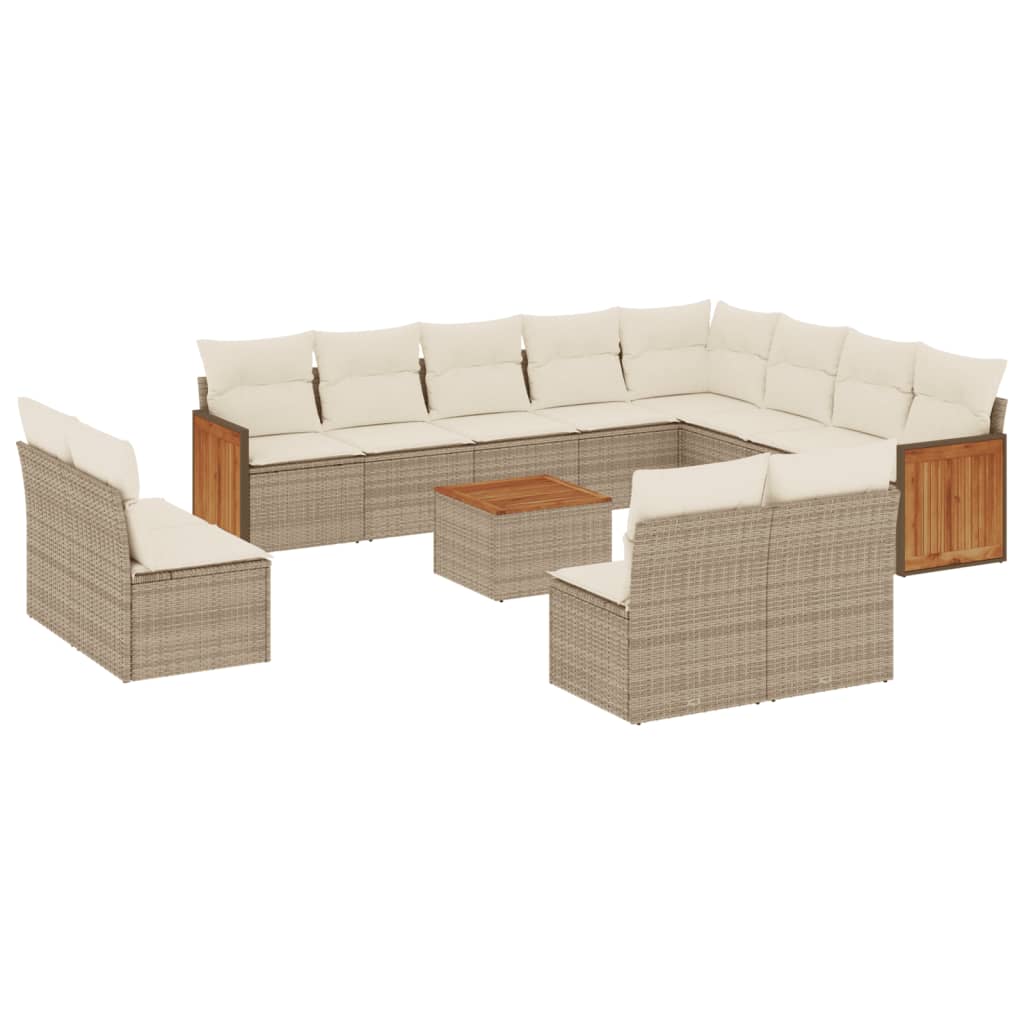Set Divano da Giardino 13 pz con Cuscini Beige in Polyrattan 3260560