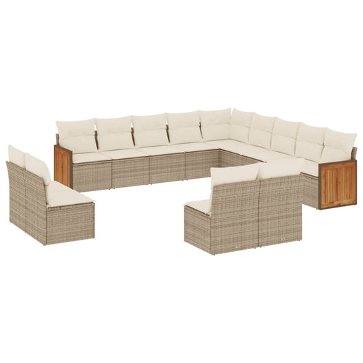 Set Divano da Giardino 13 pz con Cuscini Beige in Polyrattan 3260567
