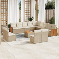 Set Divani da Giardino 14pz con Cuscini in Polyrattan Beige 3260574