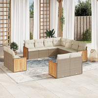Set Divani da Giardino 11 pz con Cuscini Beige in Polyrattan 3260581