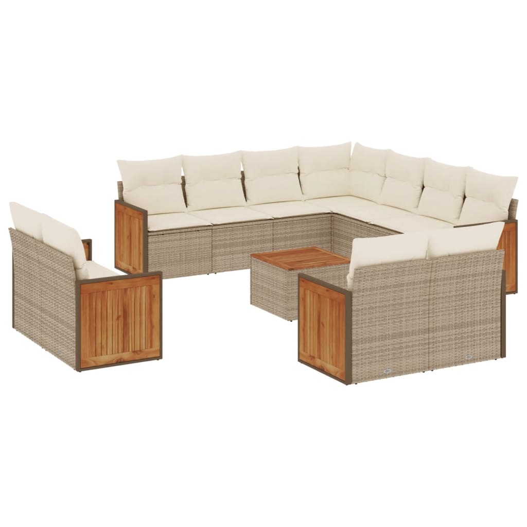 Set Divani da Giardino 12 pz con Cuscini Beige in Polyrattan 3260588