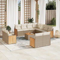 Set Divani da Giardino 12 pz con Cuscini Beige in Polyrattan 3260588