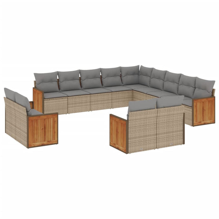 Set Divano da Giardino 13 pz con Cuscini Beige in Polyrattan 3260610