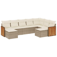 Set Divano da Giardino 9 pz con Cuscini Beige in Polyrattan 3260623