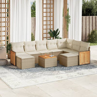 Set Divano da Giardino 10 pz con Cuscini Beige in Polyrattan 3260630