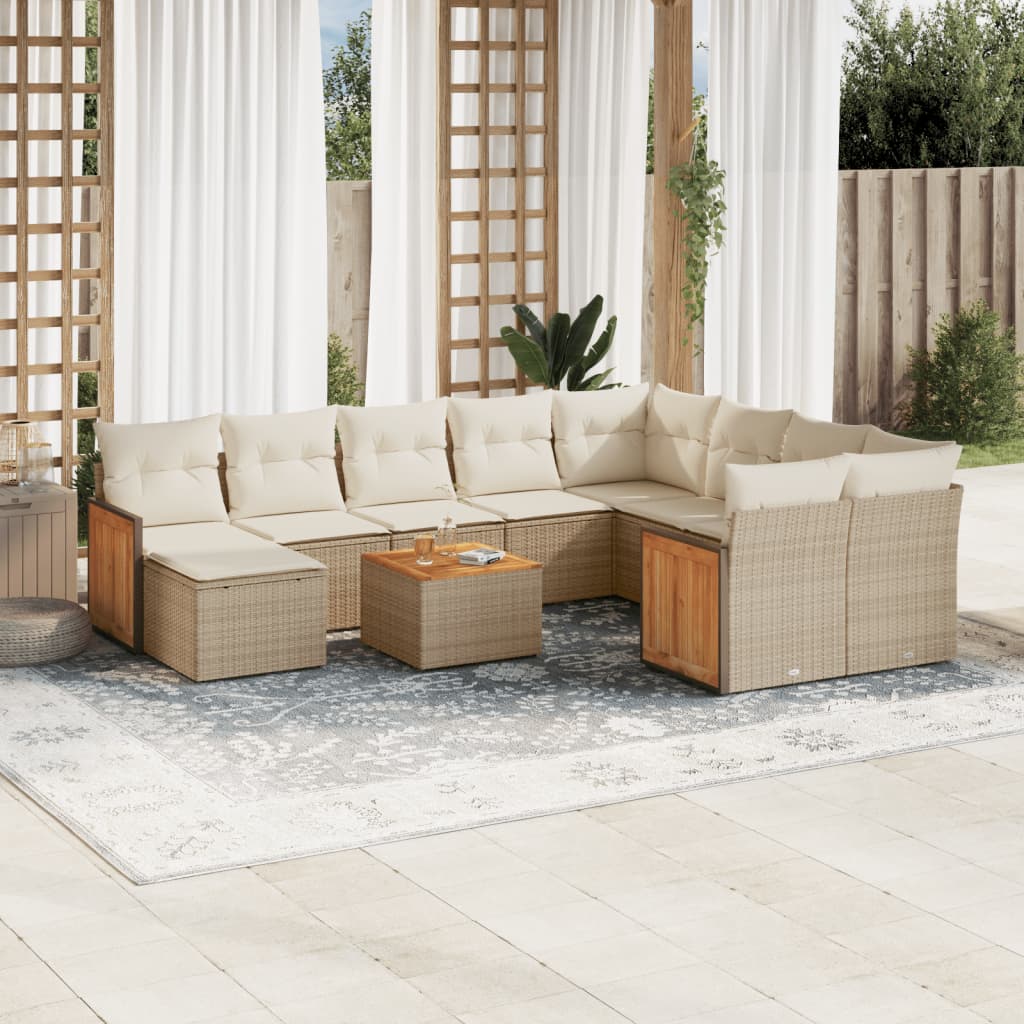 Set Divani da Giardino 11 pz con Cuscini Beige in Polyrattancod mxl 92183