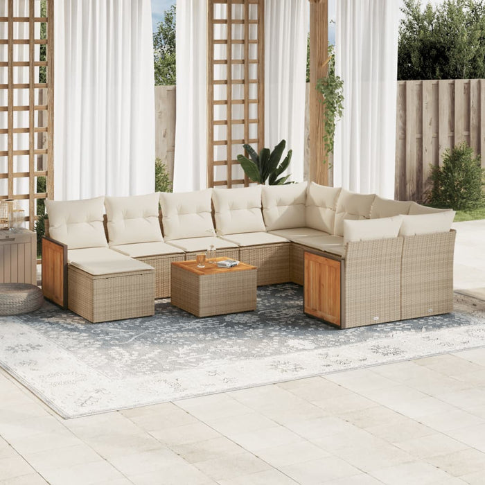 Set Divani da Giardino 11 pz con Cuscini Beige in Polyrattancod mxl 92183