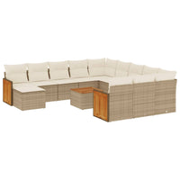 Set Divano da Giardino 13 pz con Cuscini Beige in Polyrattan 3260672