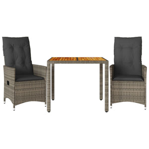 Set da Bistrò 3 pz con Cuscini Grigio in Polyrattan 3276723