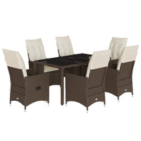 Set da Pranzo da Giardino 7pz con Cuscini in Polyrattan Marrone 3276772