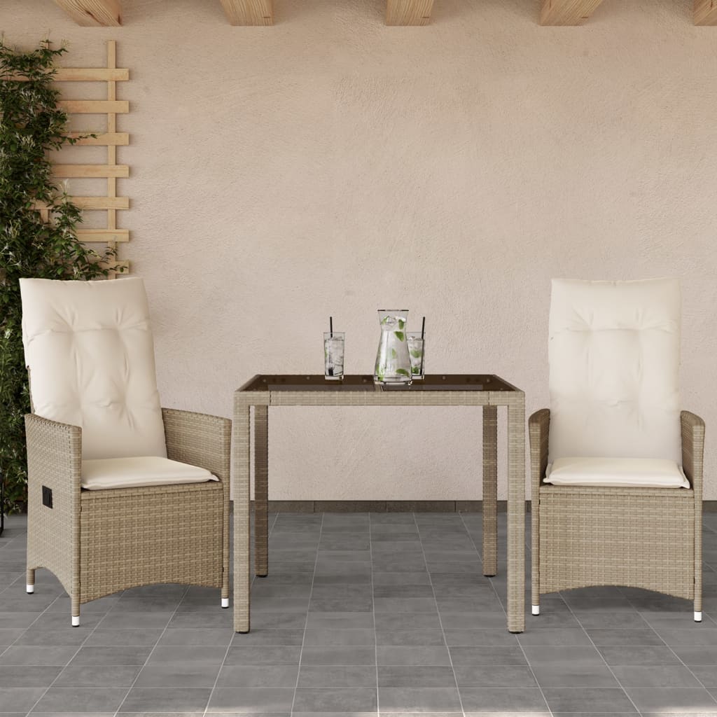 Set da Bistrò 3 pz con Cuscini Beige in Polyrattan 3276799