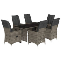 Set Bistrò da Giardino 7 pz con Cuscini in Polyrattan Grigio 3276899