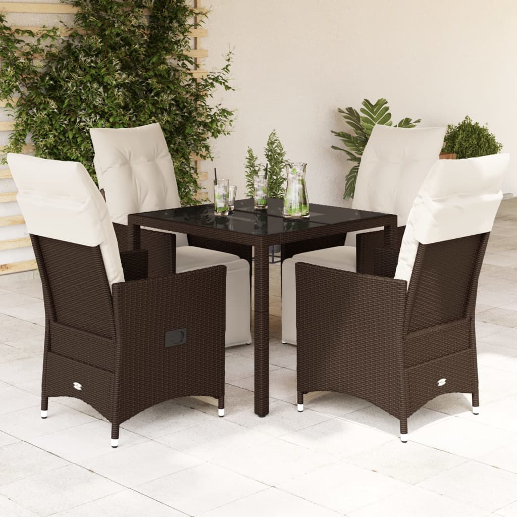 Set Bistrò da Giardino 5 pz con Cuscini in Polyrattan Marrone 3276916