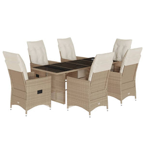 Set da Bistrò da Giardino 7 pz con Cuscini Beige in Polyrattan 3276943