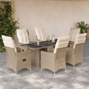 Set da Bistrò da Giardino 7 pz con Cuscini Beige in Polyrattan 3276943