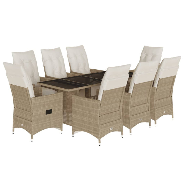 Set da Bistrò da Giardino 9 pz con Cuscini Beige in Polyrattan 3276944