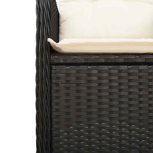 Set da Bistrò da Giardino 7 pz con Cuscini Nero in Polyrattan 3276984