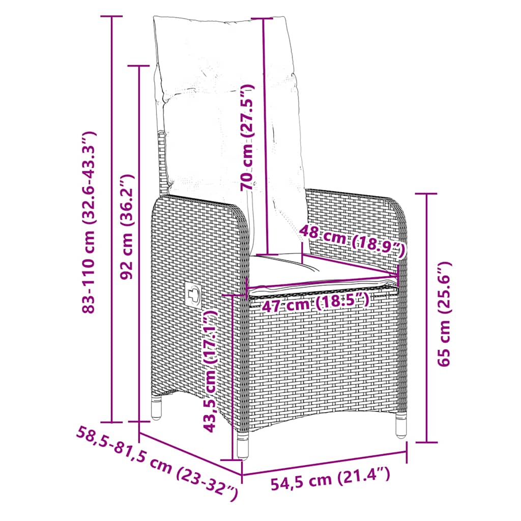 Set Bistrò da Giardino 9 pz con Cuscini in Polyrattan Nero 3276985