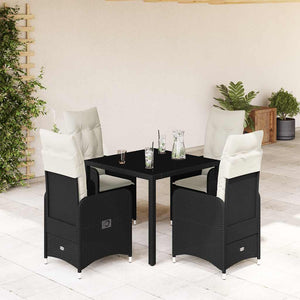 Set Bistrò da Giardino 5 pz con Cuscini in Polyrattan Nero 3276988