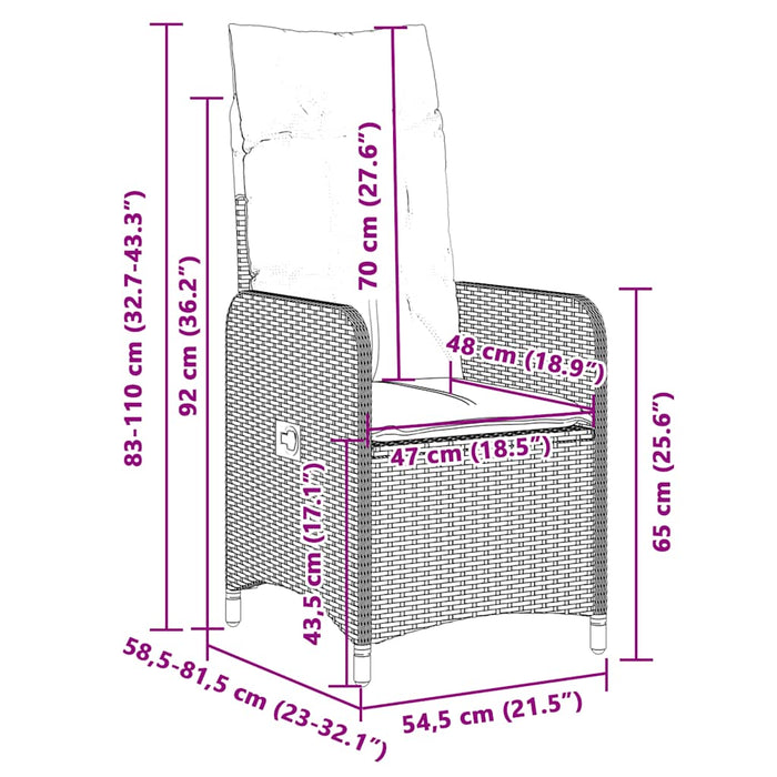 Set Bistrò da Giardino 3 pz con Cuscini in Polyrattan Grigio 3277019