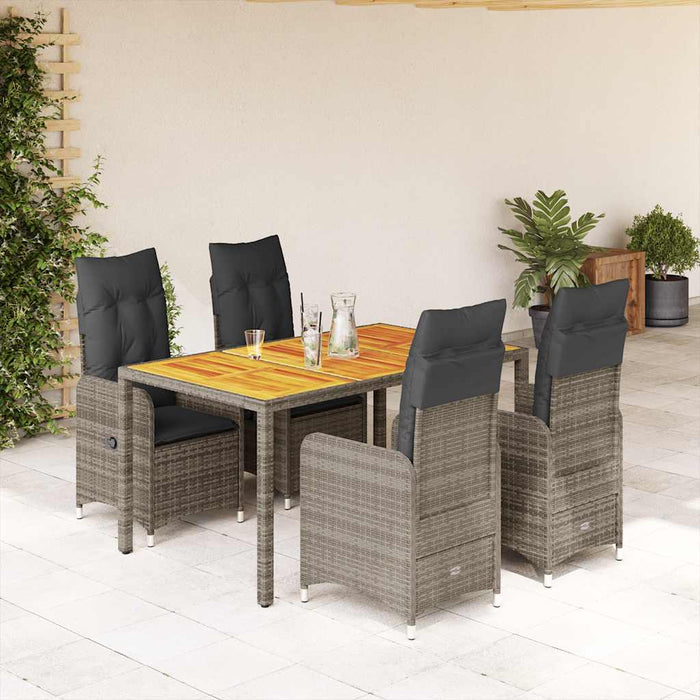 Set Bistrò da Giardino 5 pz con Cuscini in Polyrattan Grigio 3277022