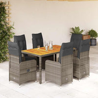 Set Bistrò da Giardino 7 pz con Cuscini in Polyrattan Grigio 3277023