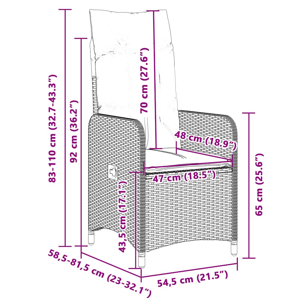 Set Bistrò da Giardino 7 pz con Cuscini in Polyrattan Grigio 3277028