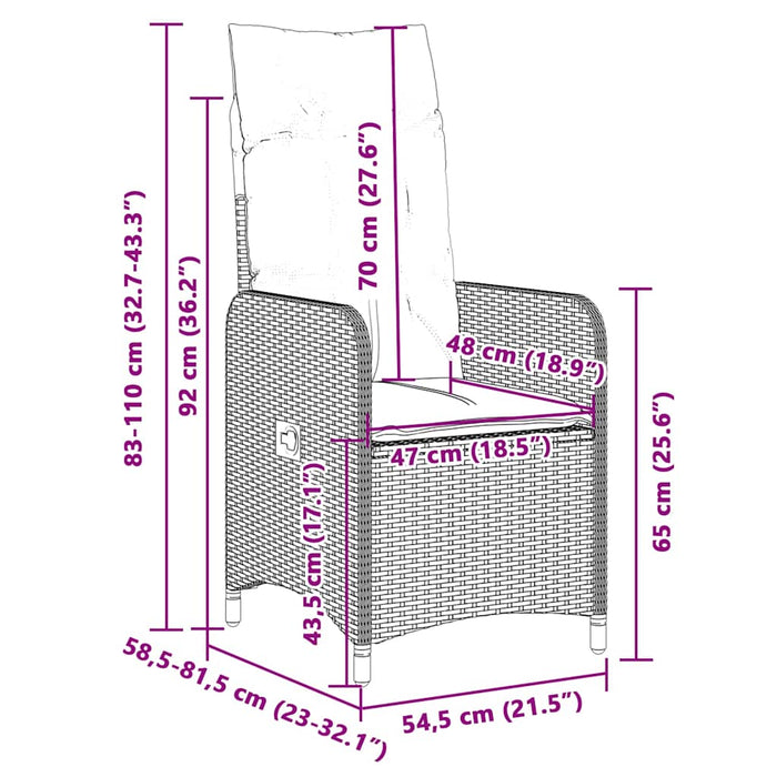 vidaXL Set Bistrò da Giardino 5 pz con Cuscini in Polyrattan Grigio