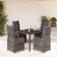 vidaXL Set Bistrò da Giardino 5 pz con Cuscini in Polyrattan Grigio