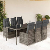 Set Bistrò da Giardino 7 pz con Cuscini in Polyrattan Grigio 3277037