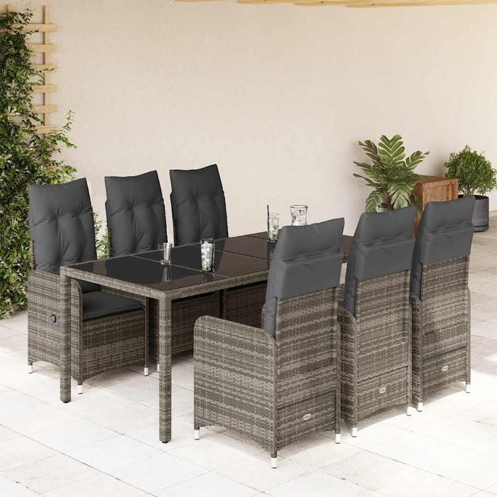 Set Bistrò da Giardino 7 pz con Cuscini in Polyrattan Grigio 3277037