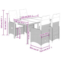 vidaXL Set Bistrò da Giardino 5 pz con Cuscini in Polyrattan Marrone