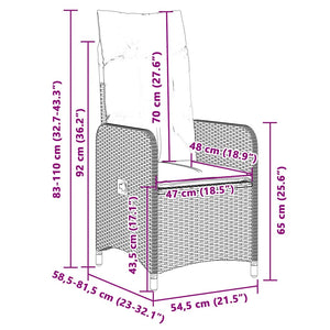 vidaXL Set Bistrò da Giardino 5 pz con Cuscini in Polyrattan Marrone