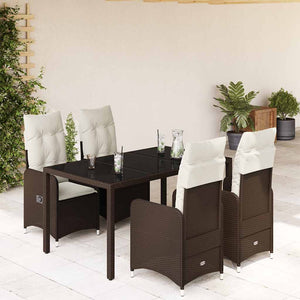 vidaXL Set Bistrò da Giardino 5 pz con Cuscini in Polyrattan Marrone